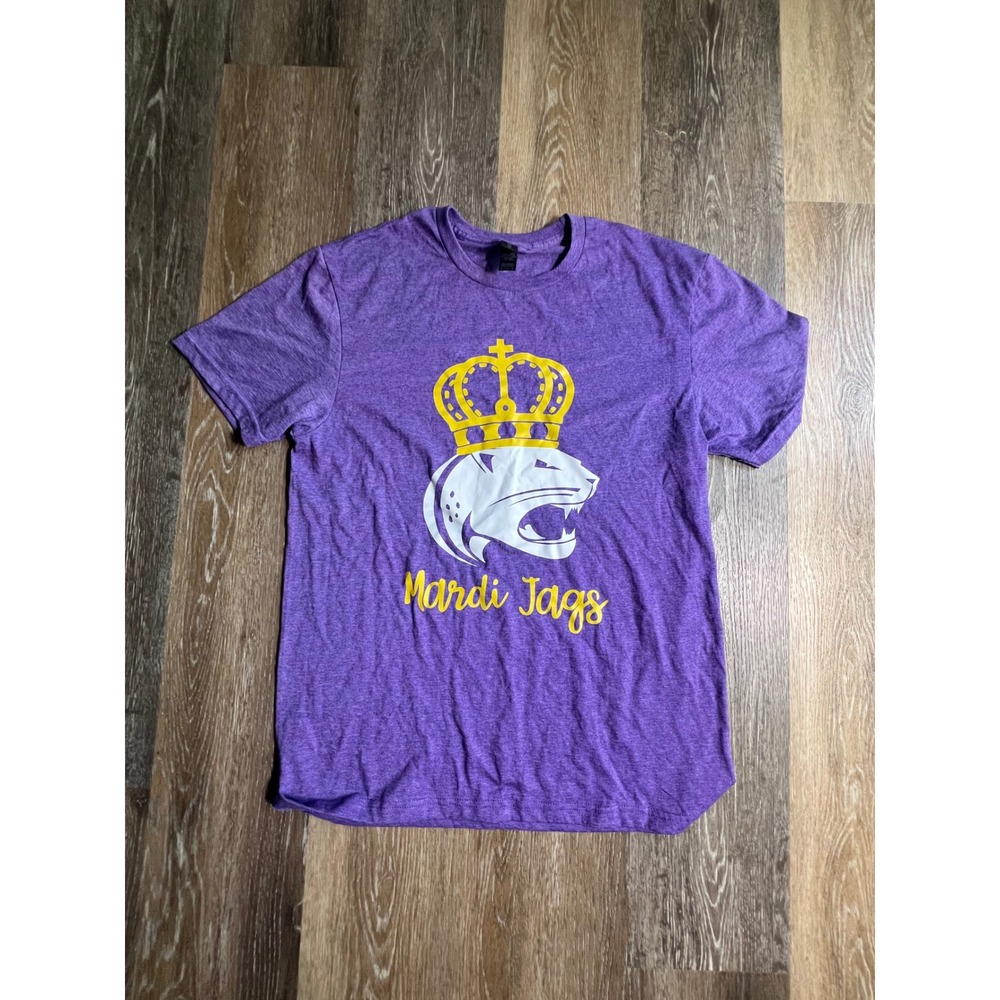 Gildan T-Shirt Mens Medium Purple Mardi Jags Jaguar Crown Graphic Tee 2366